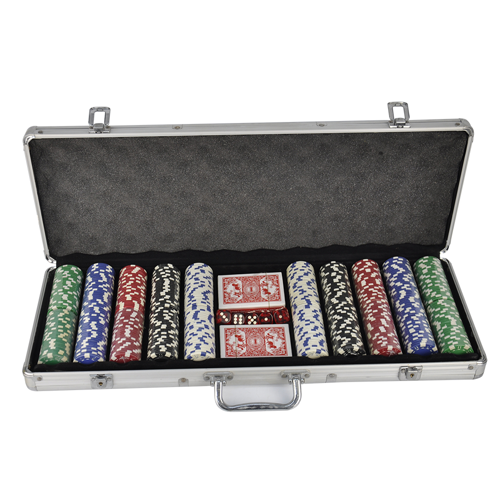 500 Casino Poker Chips Set Texas Hold Em Black Jack Playing Cards Game
